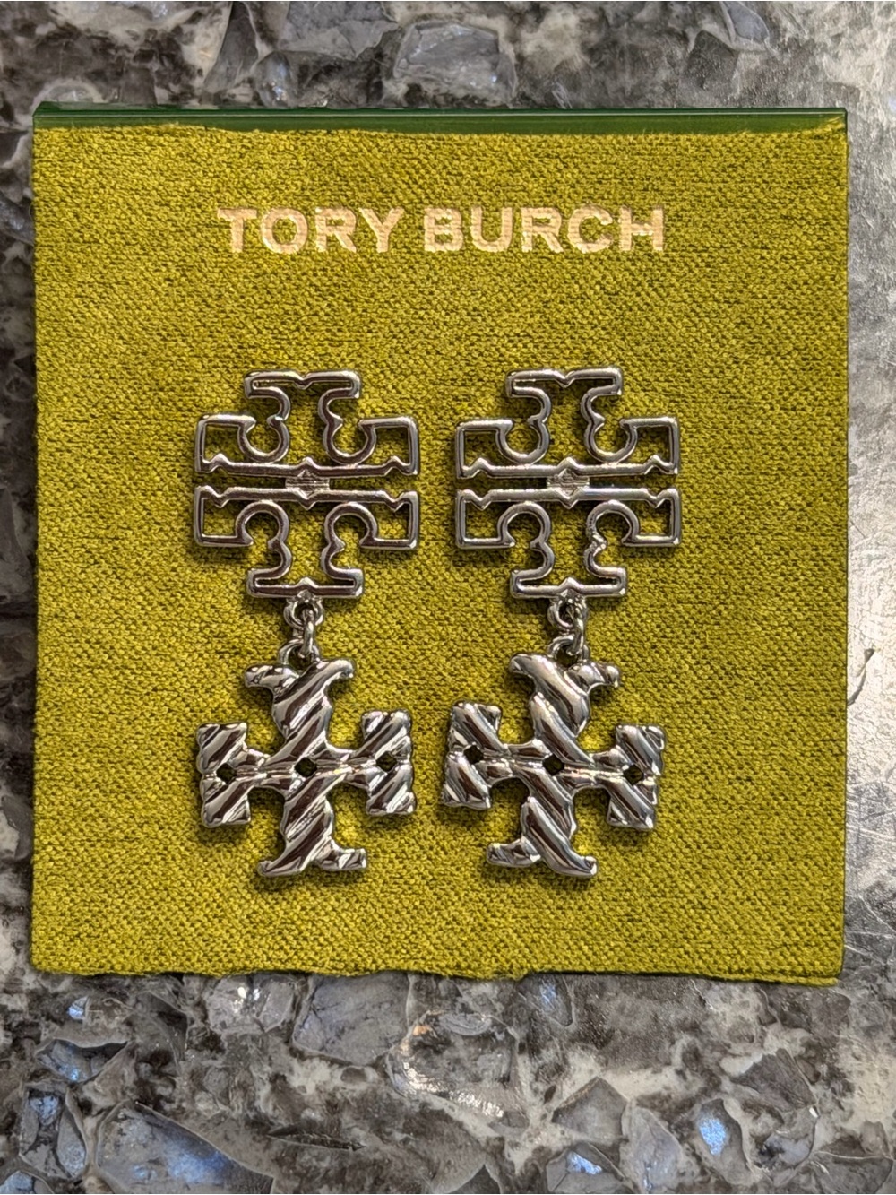 Tory Burch Silver-tone Double Dangle Earrings NWOT